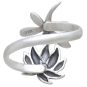 Sterling Silver Adjustable Dragonfly and Lotus Ring Back View