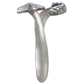 Sterling Silver Wave and Starfish Adjustable Ring Side View