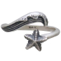 Sterling Silver Wave and Starfish Adjustable Ring Front View