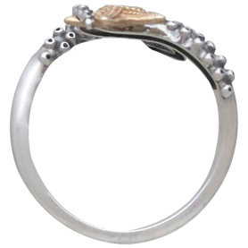 Sterling Silver Adjustable Octopus Ring with Bronze Starfish Top View