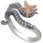 Sterling Silver Adjustable Octopus Ring with Bronze Starfish Three Quarter View