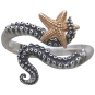 Sterling Silver Adjustable Octopus Ring with Bronze Starfish Front View