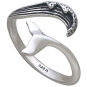 Sterling Silver Adjustable Wave and Whale Tail Ring Three Quarter View