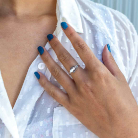 Sterling Silver Baby Octopus Ring on hand