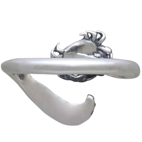 Sterling Silver Adjustable Wave and Crab Ring Back View