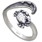 Sterling Silver Adjustable Wave and Crab Ring Three Quarter View