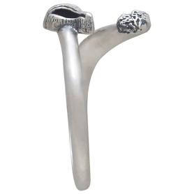 Sterling Silver Adjustable Wave and Shell Ring Side View