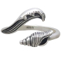 Sterling Silver Adjustable Wave and Shell Ring Front View