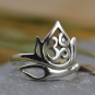 Sterling Silver Adjustable Ring - Openwork Lotus and Om