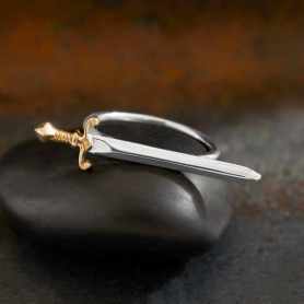 Sterling Silver Sword Ring with Bronze Handle
