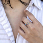 Sterling Silver Adjustable Double Horizontal Rainbow Ring on hand