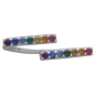 Sterling Silver Adjustable Double Horizontal Rainbow Ring Front View