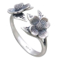 Sterling Silver Adjustable Two Flower Dogwood Ring Three Quarter View