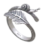 Sterling Silver Adjustable Snail and Leaf Ring Three Quarter View