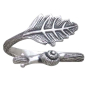 Sterling Silver Adjustable Snail and Leaf Ring Front View