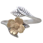 Mixed Metal Adjustable Dogwood Flower and Leaves Ring Front View