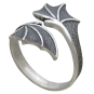 Sterling Silver Adjustable Bypass Dragon Wing Ring Three Quarter View