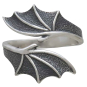 Sterling Silver Adjustable Bypass Dragon Wing Ring Front View