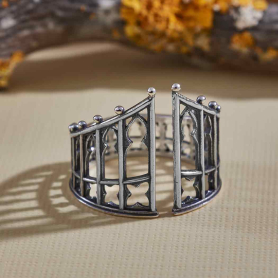 Sterling Silver Adjustable Gothic Gate Ring