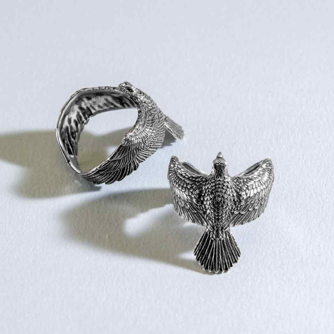 Sterling Silver Eagle Ring on model