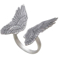 Sterling Silver Adjustable Detailed Angel Wing Ring