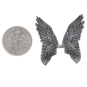 Sterling Silver Adjustable Detailed Angel Wing Ring dime view