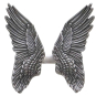 Sterling Silver Adjustable Detailed Angel Wing Ring top view