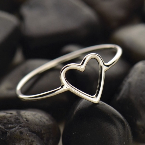 Sterling Silver Ring - Open Heart Ring