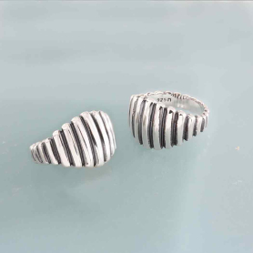 Sterling Silver Cigar Band Ring with Thick Ridges