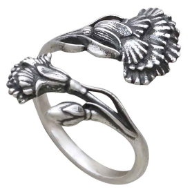 Adjustable Carnation Ring - January Birth Flower Three Quarter View
