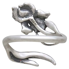 Adjustable Iris Ring - February Birth Flower Back View