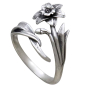 Silver Adjustable Daffodil Ring - March Birthflower Three Quarter View