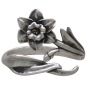 Silver Adjustable Daffodil Ring - March Birthflower Front View