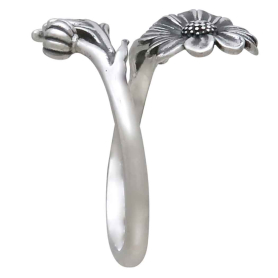 Adjustable Daisy Ring - April Birth Flower Side View