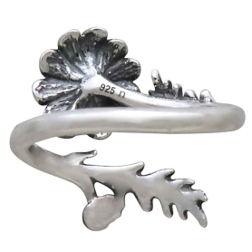 Adjustable Daisy Ring - April Birth Flower Back View