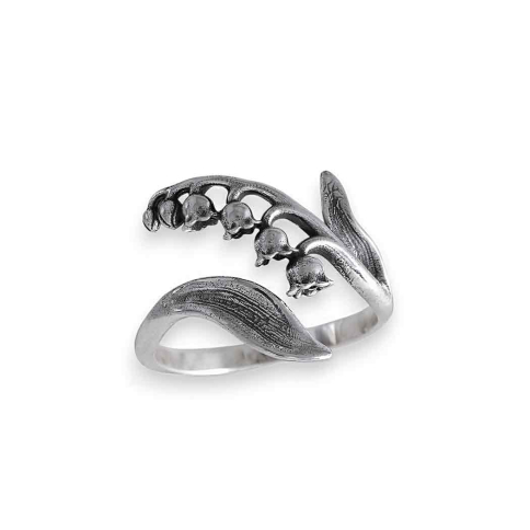 Silver Adjustable Lily of the Valley Ring - May Birthflower