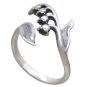 Silver Adjustable Lily of the Valley Ring - May Birthflower Three Quarter View