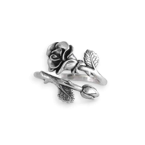 Silver Adjustable Rose Ring- June Birth Flower