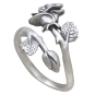 Silver Adjustable Rose Ring- June Birth Flower Three Quarter View