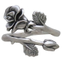 Silver Adjustable Rose Ring- June Birth Flower Front View