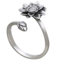 Silver Adjustable Waterlily Ring - July Birthower Three Quarter View