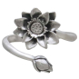 Silver Adjustable Waterlily Ring - July Birthower Front View