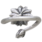 Silver Adjustable Waterlily Ring - July Birthower Back View