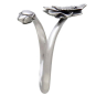 Silver Adjustable Waterlily Ring - July Birthower Side View