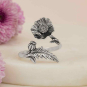 Nina Designs Silver Adjustable Poppy Ring - August Birthflower