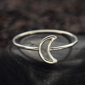Sterling Silver Ring - Open Crescent Moon Ring
