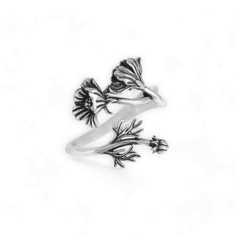 Sterling Silver Adjustable Cosmo Ring - October Birth Flower