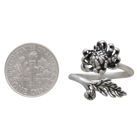 Chrysanthemum Ring - November Birth Flower with Dime