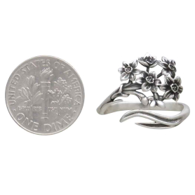 Narcissus Ring - December Birth Flower with Dime