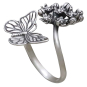 Sterling Silver Monarch and Milkweed Adjustable Ring Three Quarter View